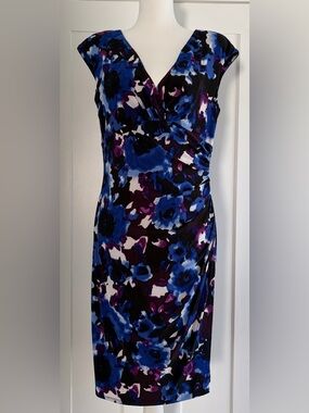 Ralph Lauren Blue and Purple Floral Midi Dress